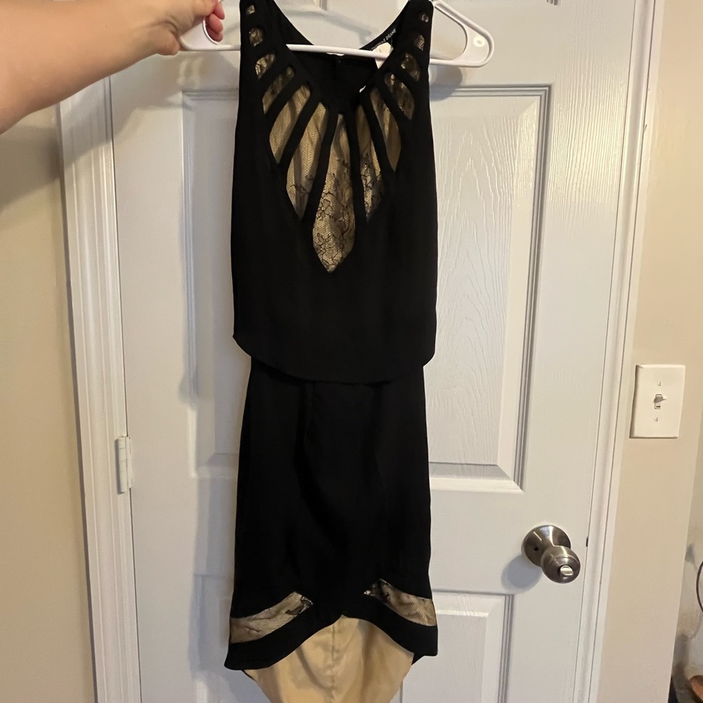 100% Silk Black and Cream High Low Catherine Deane Dress (Neiman Marcus)
